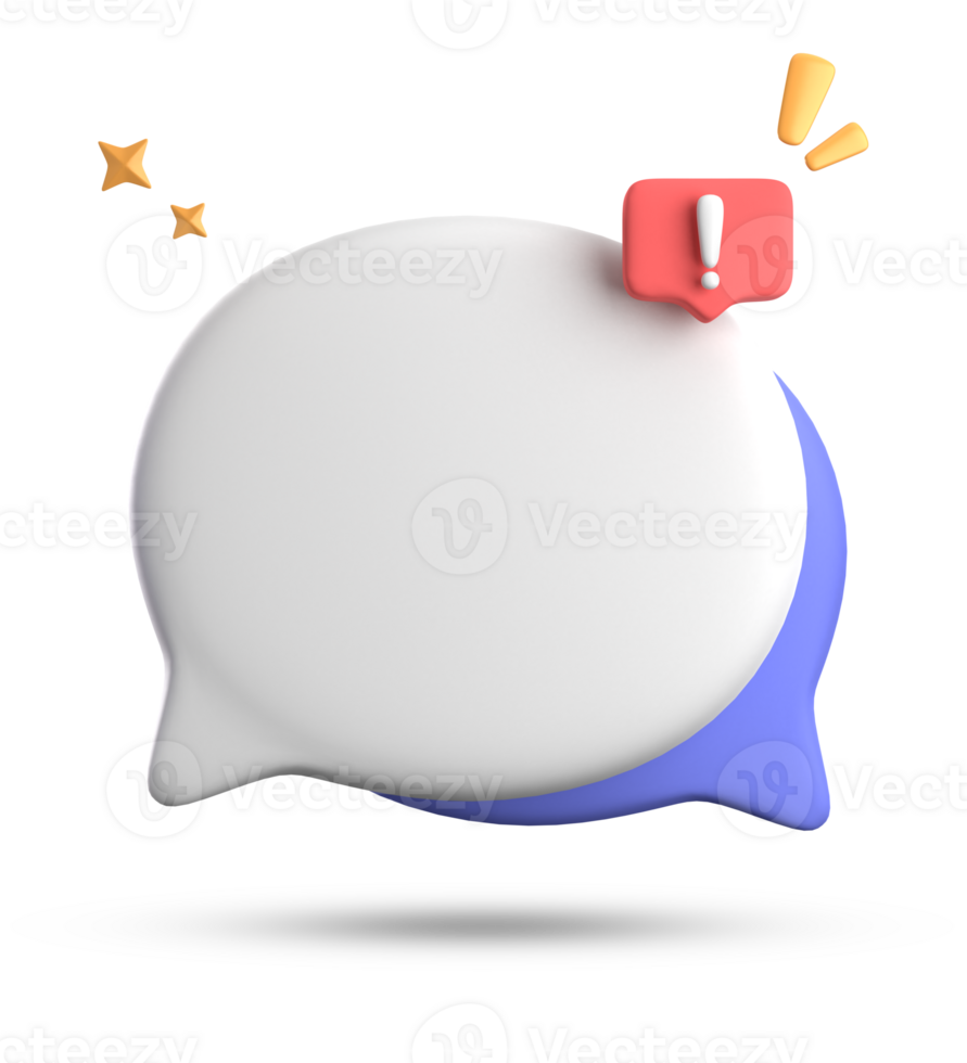 3d rendering of speech bubble, 3D pastel chat with exclamation mark icon set. png
