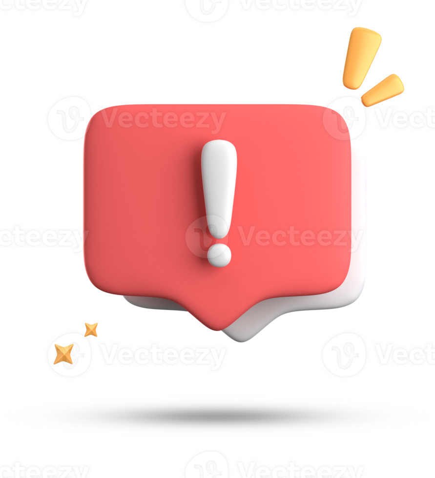 3d rendering of speech bubble, 3D pastel chat with exclamation mark icon set. png