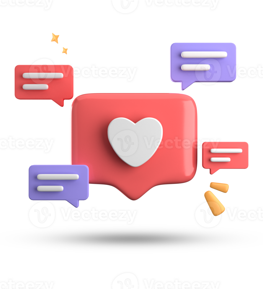 3d rendering of speech bubble, 3D pastel chat with symbol icon set. png