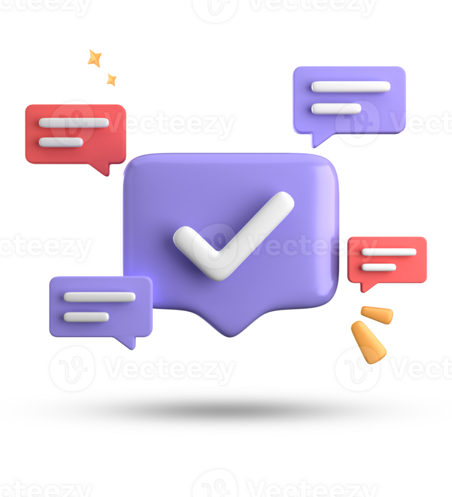 3d rendering of speech bubble, 3D pastel chat with symbol icon set. png