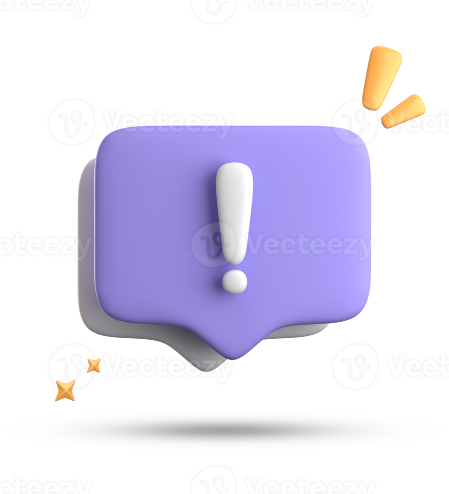 3d rendering of speech bubble, 3D pastel chat with exclamation mark icon set. png