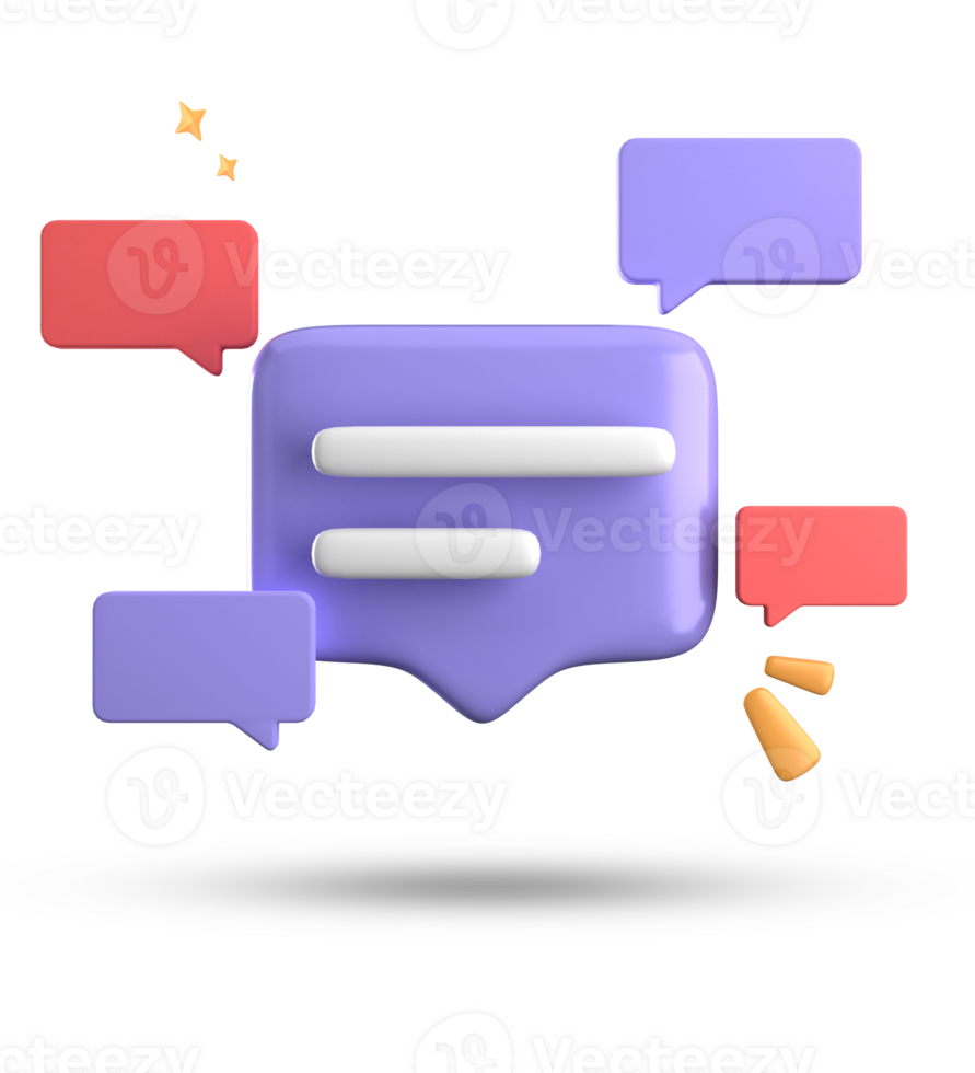 3d rendering of speech bubble, 3D pastel chat with symbol icon set. png