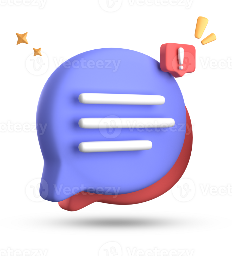 3d rendering of speech bubble, 3D pastel chat with exclamation mark icon set. png