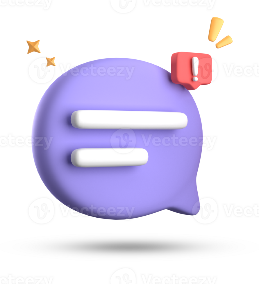 3d rendering of speech bubble, 3D pastel chat with exclamation mark icon set. png