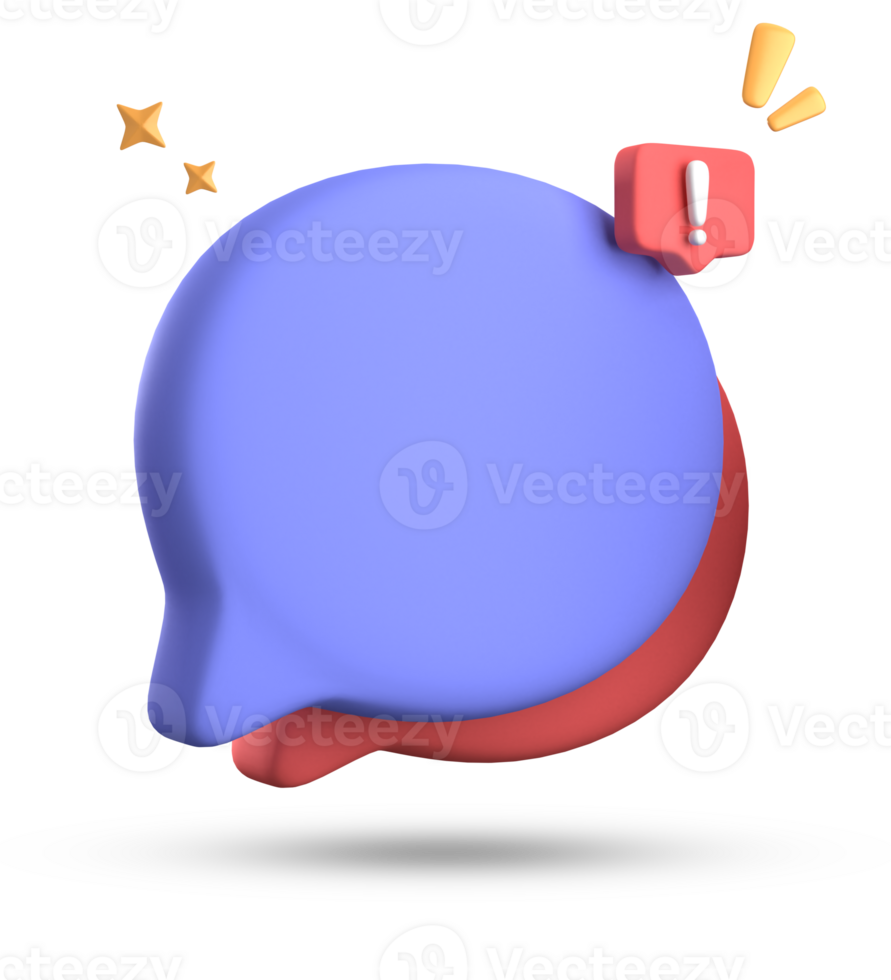 3d rendering of speech bubble, 3D pastel chat with exclamation mark icon set. png