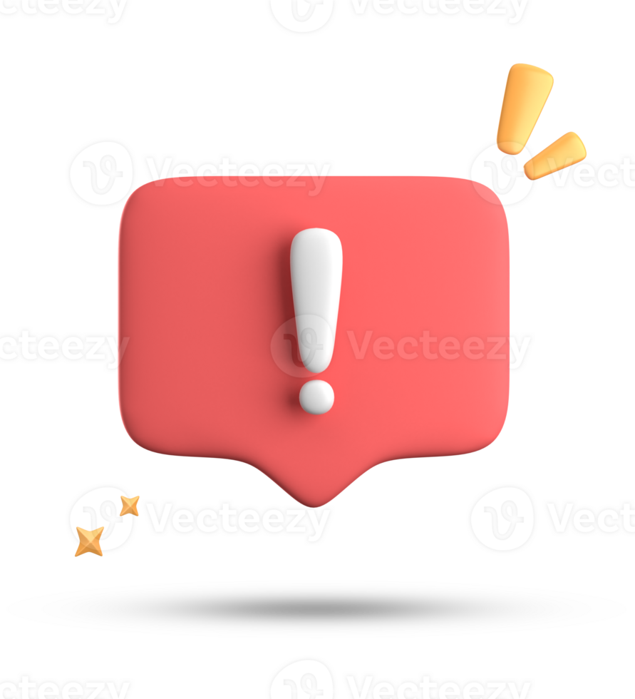 3d rendering of speech bubble, 3D pastel chat with exclamation mark icon set. png