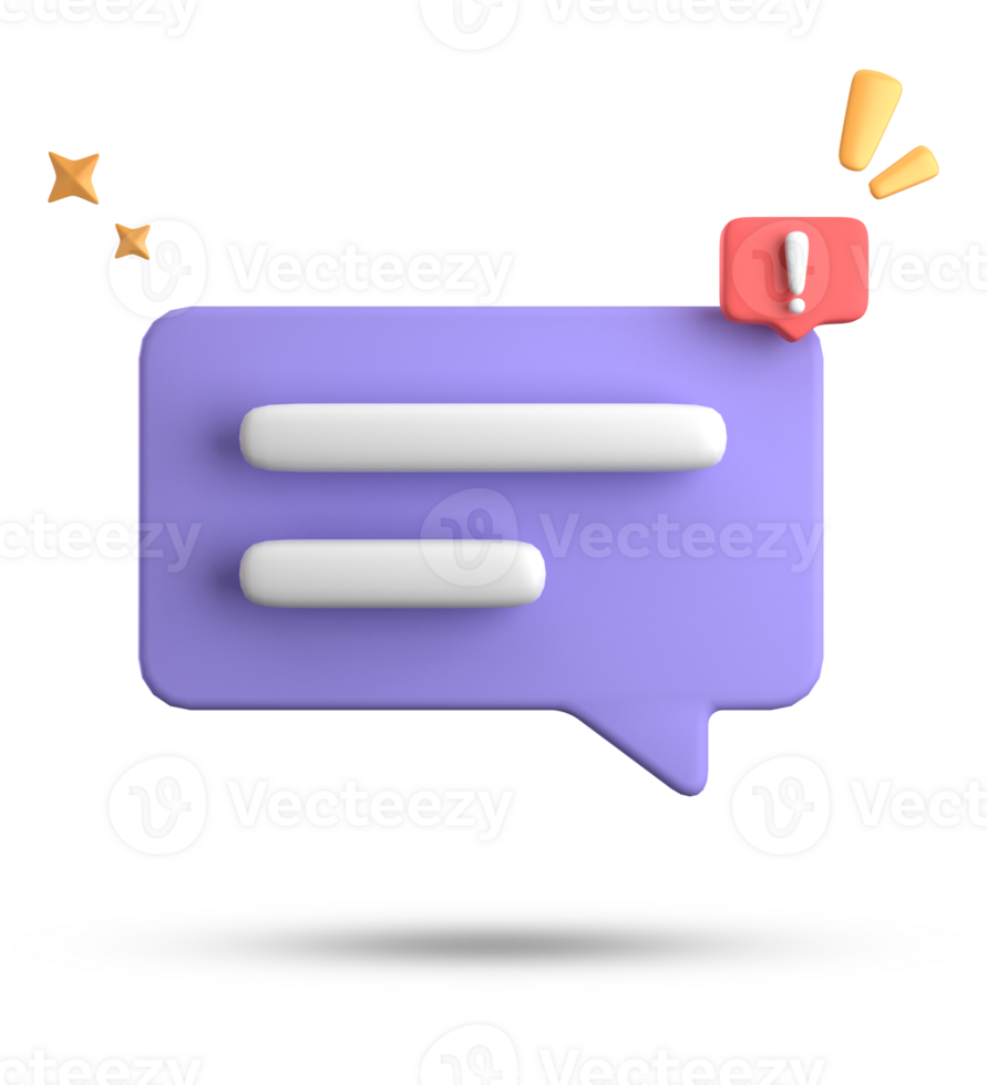 3d rendering of speech bubble, 3D pastel chat with exclamation mark icon set. png