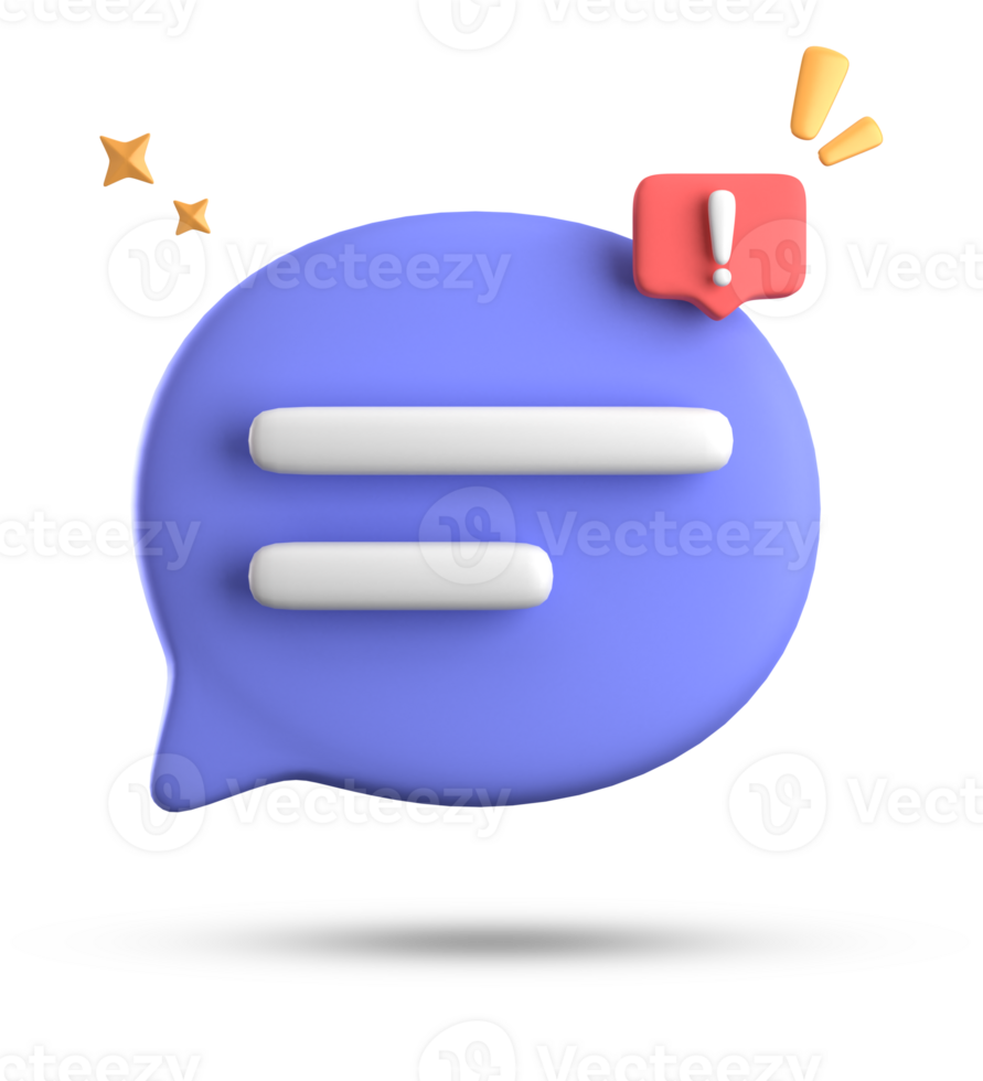 3d rendering of speech bubble, 3D pastel chat with exclamation mark icon set. png