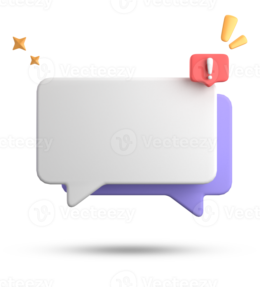 3d rendering of speech bubble, 3D pastel chat with exclamation mark icon set. png