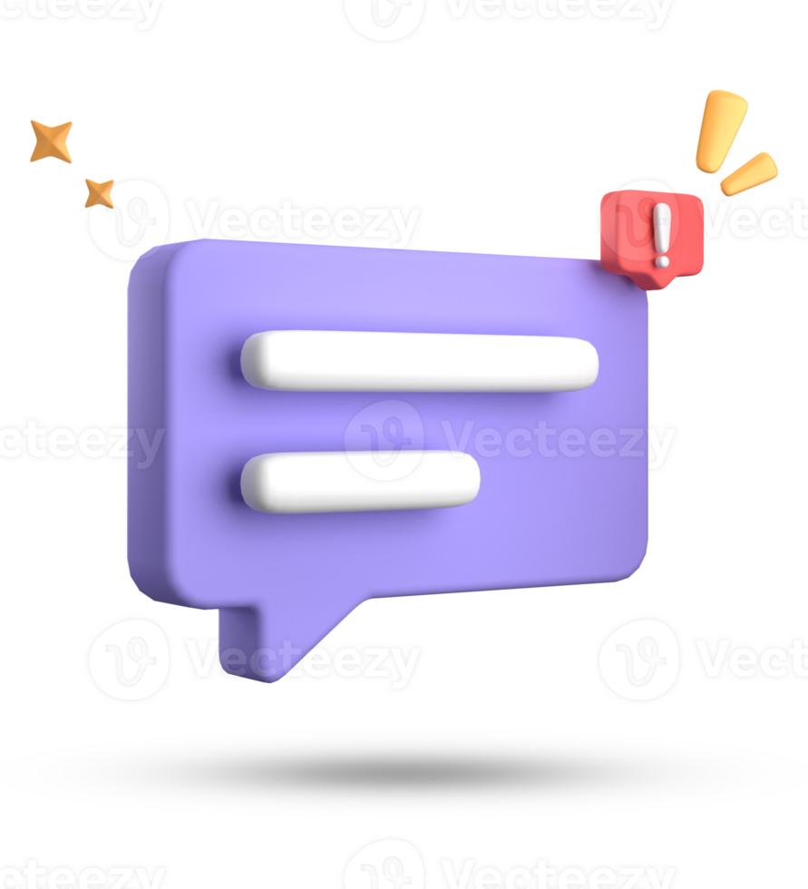 3d rendering of speech bubble, 3D pastel chat with exclamation mark icon set. png
