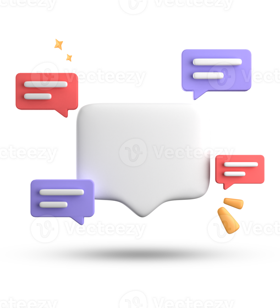 3d rendering of speech bubble, 3D pastel chat with symbol icon set. png