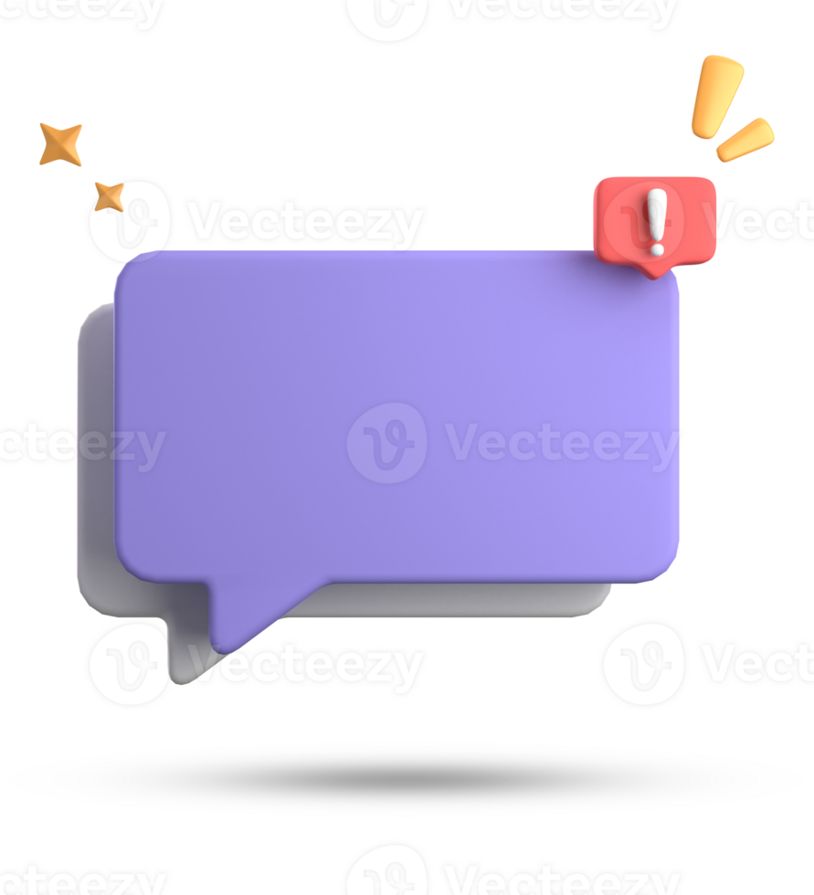 3d representación de habla burbuja, 3d pastel charla con exclamación marca icono colocar. png