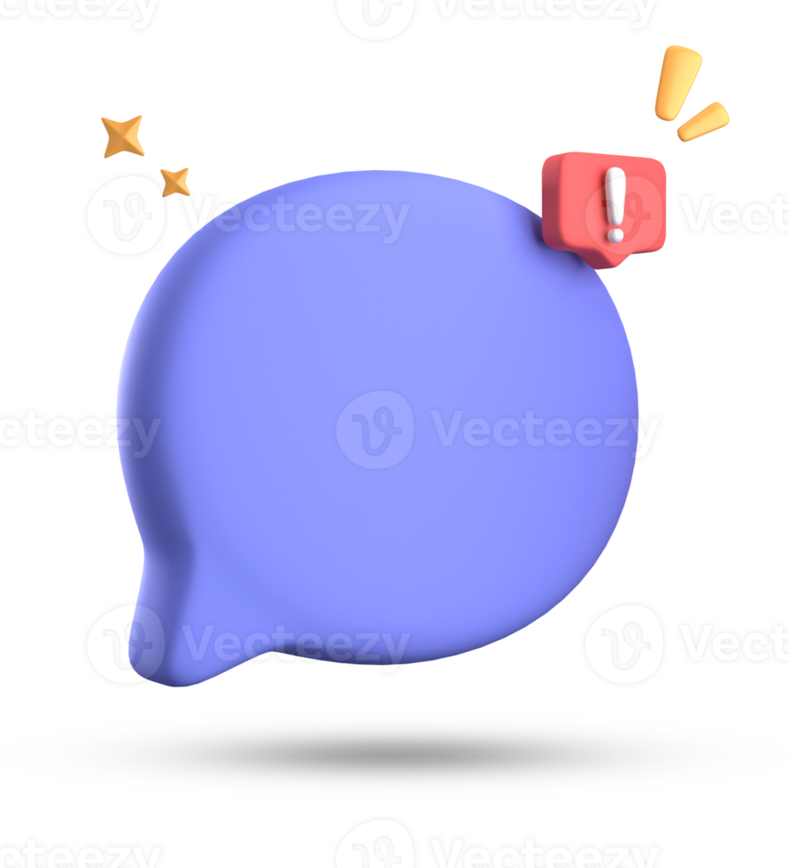 3d rendering of speech bubble, 3D pastel chat with exclamation mark icon set. png