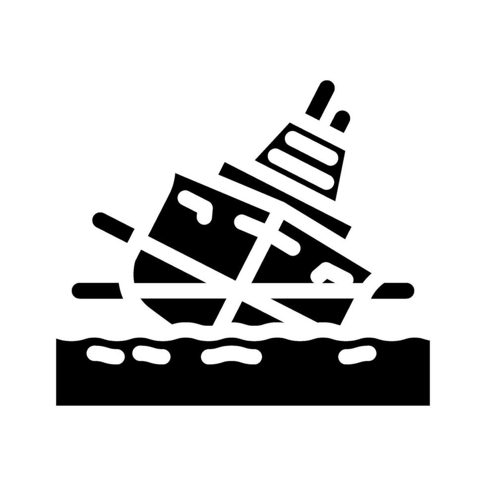 Embarcacion estabilidad marina glifo icono vector ilustración