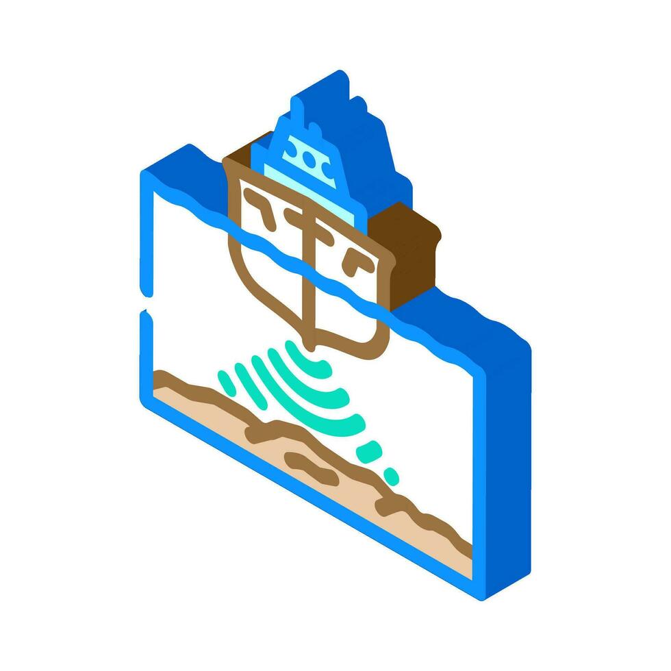 marine noise pollution isometric icon vector illustration