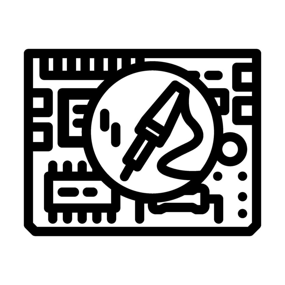 circuito tablero reparar electrónica línea icono vector ilustración