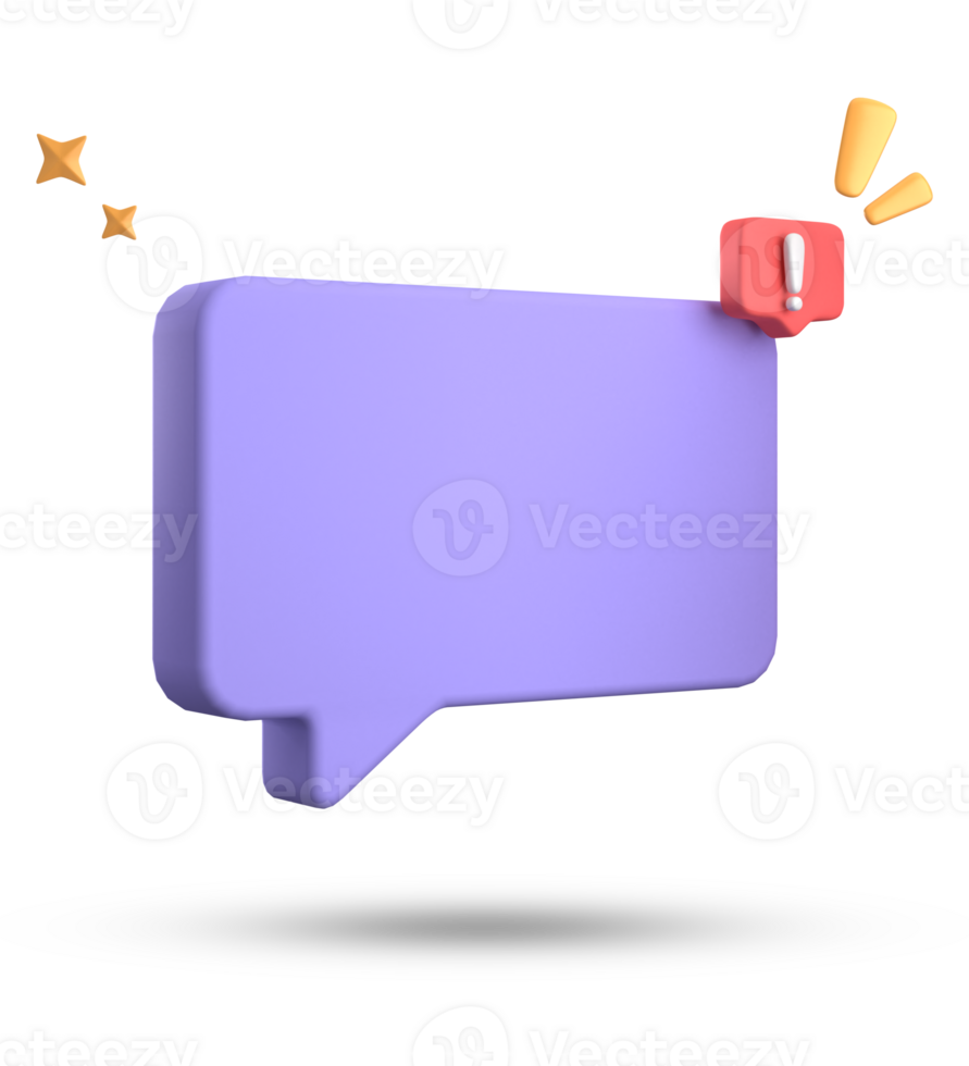 3d rendering of speech bubble, 3D pastel chat with exclamation mark icon set. png