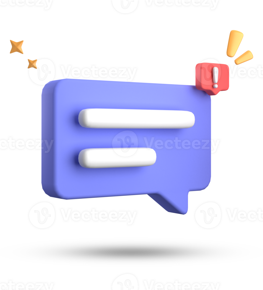 3d rendering of speech bubble, 3D pastel chat with exclamation mark icon set. png