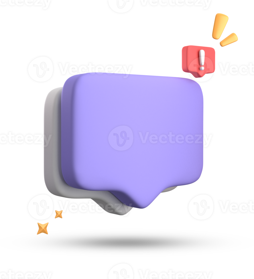 3d rendering of speech bubble, 3D pastel chat with exclamation mark icon set. png