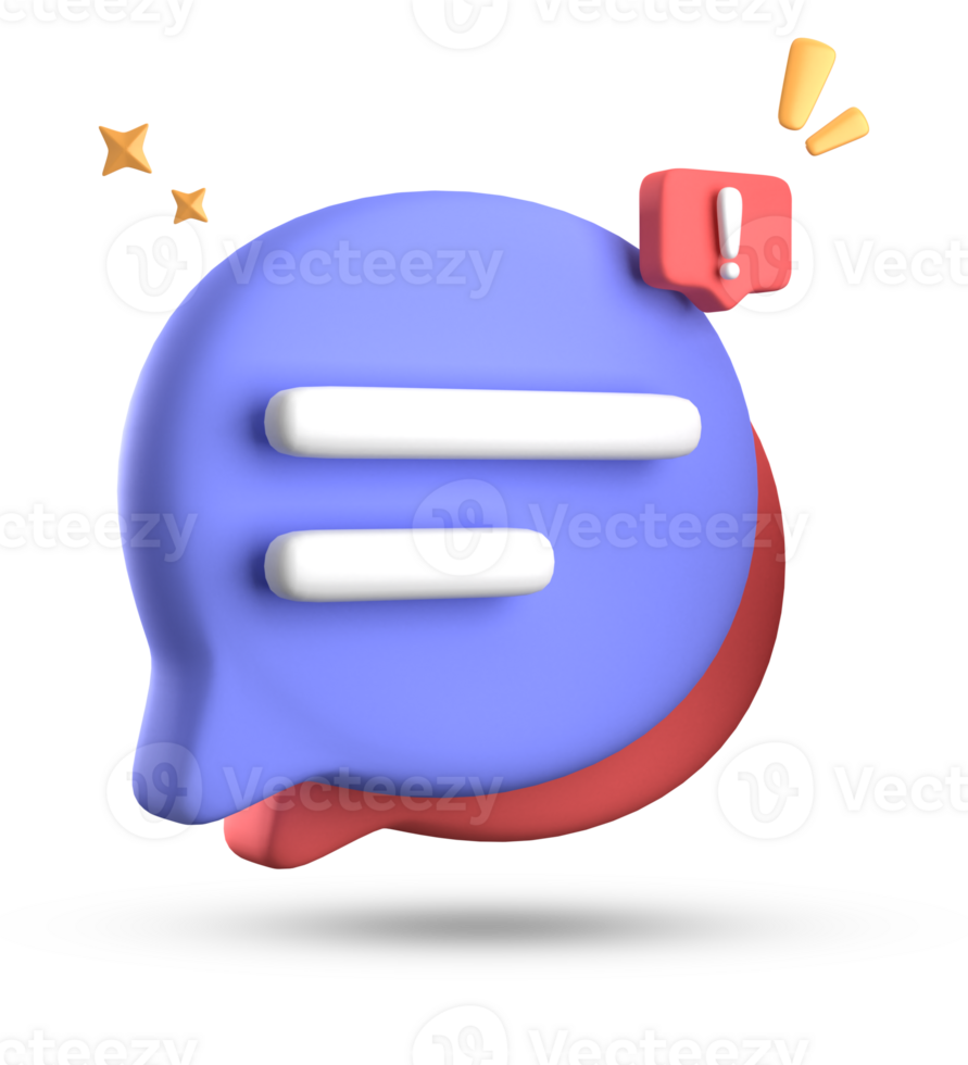 3d rendering of speech bubble, 3D pastel chat with exclamation mark icon set. png