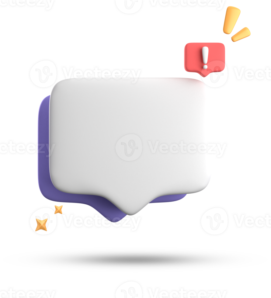 3d rendering of speech bubble, 3D pastel chat with exclamation mark icon set. png
