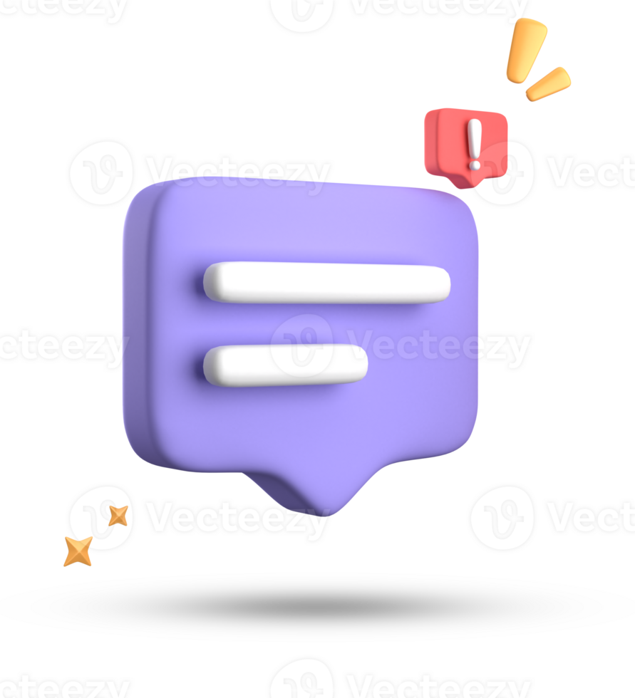 3d rendering of speech bubble, 3D pastel chat with exclamation mark icon set. png