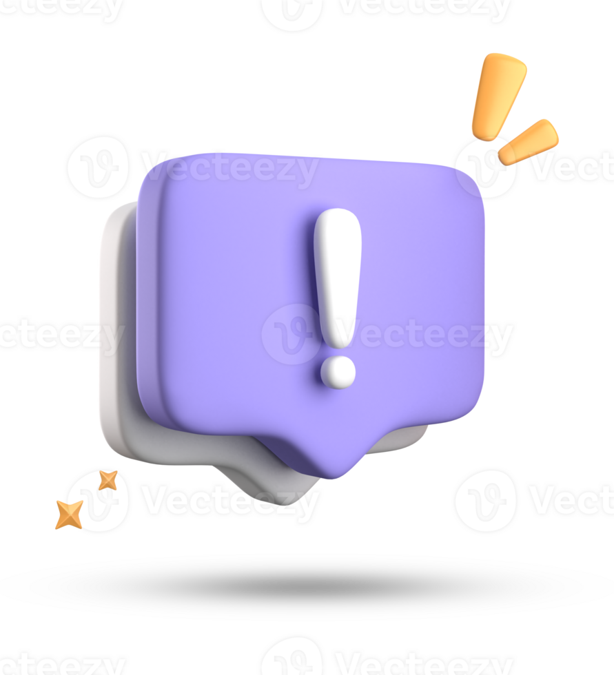3d rendering of speech bubble, 3D pastel chat with exclamation mark icon set. png