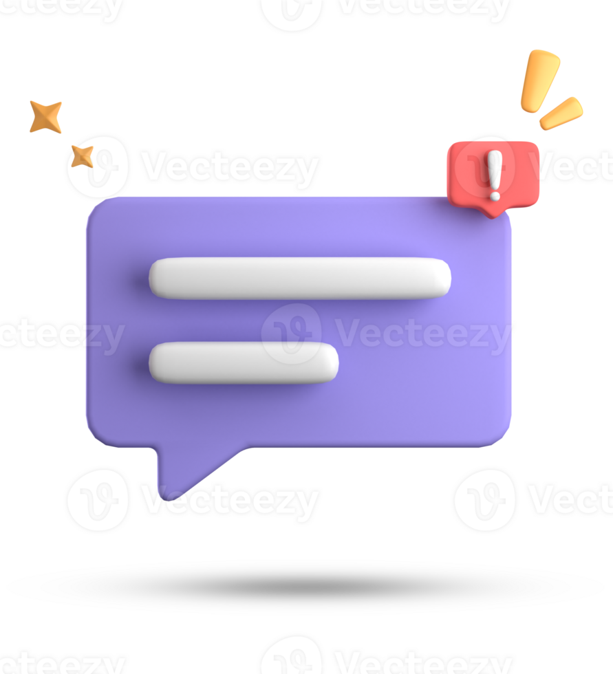 3d rendering of speech bubble, 3D pastel chat with exclamation mark icon set. png
