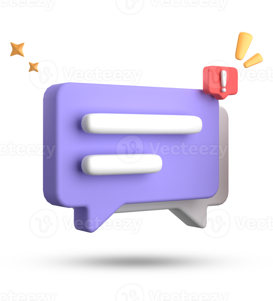3d rendering of speech bubble, 3D pastel chat with exclamation mark icon set. png