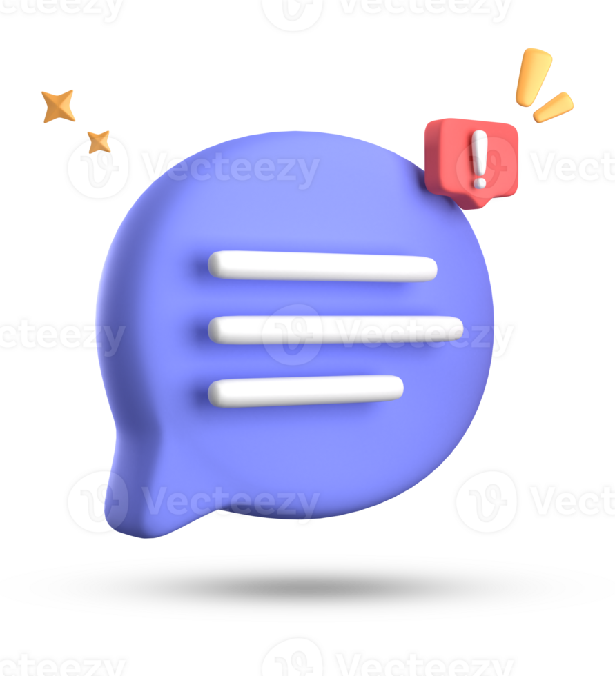 3d rendering of speech bubble, 3D pastel chat with exclamation mark icon set. png