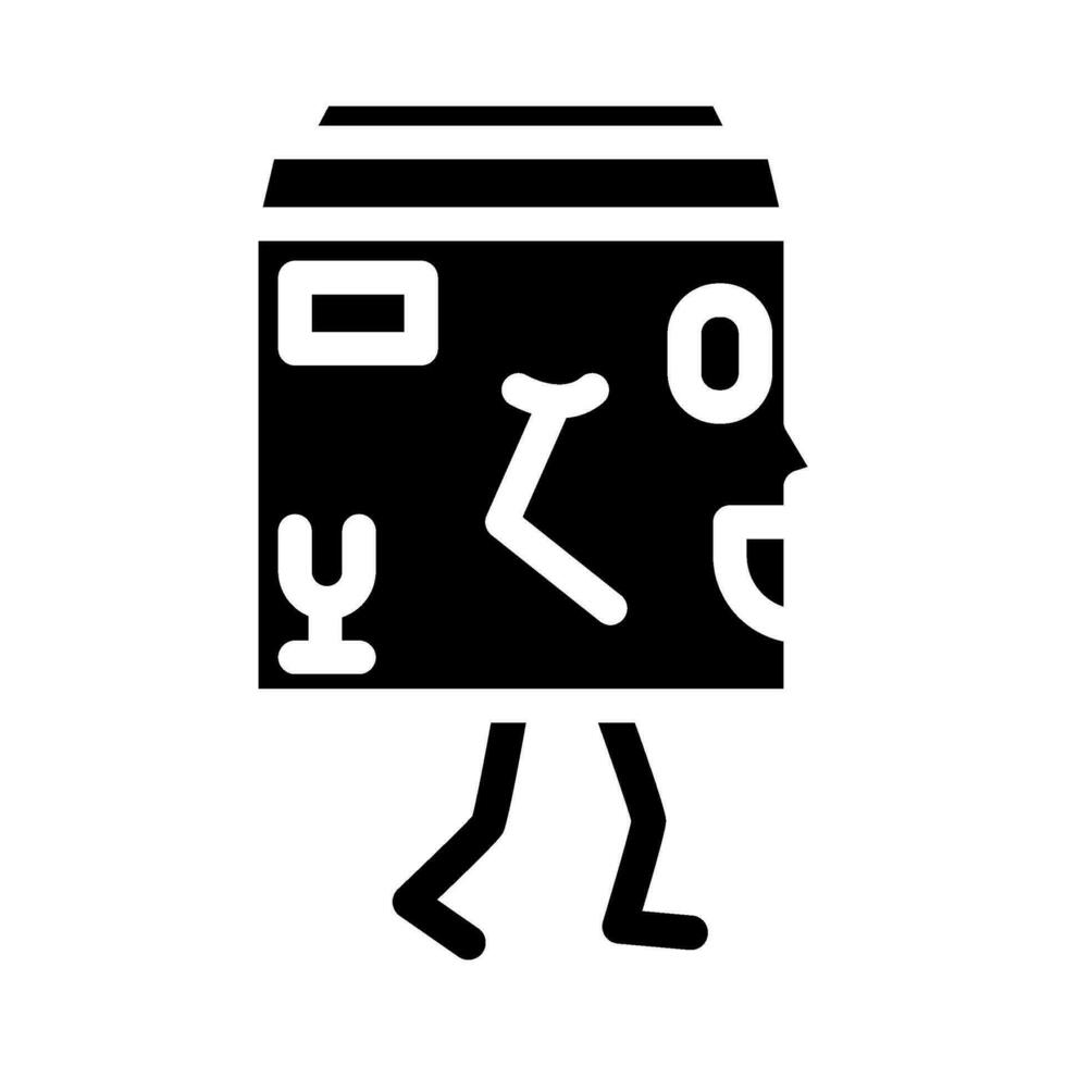 go cardboard box character glyph icon vector illustration