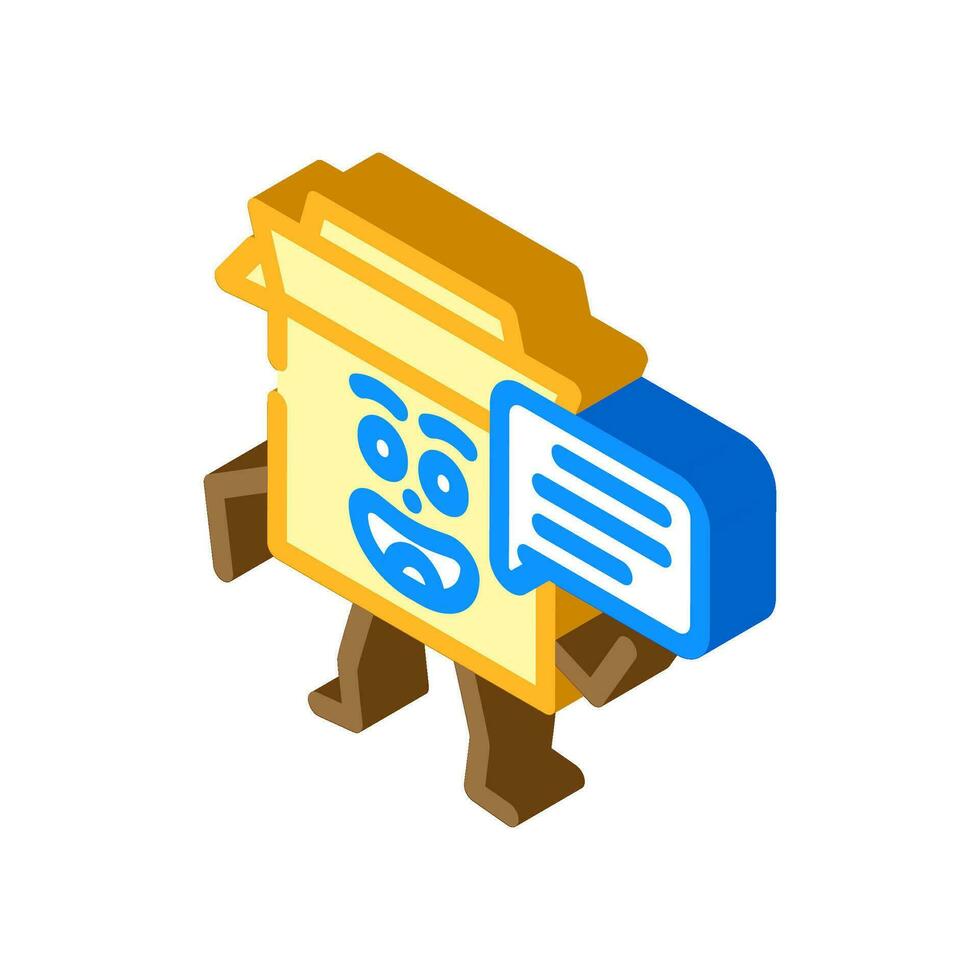 speak cardboard box character isometric icon vector illustration