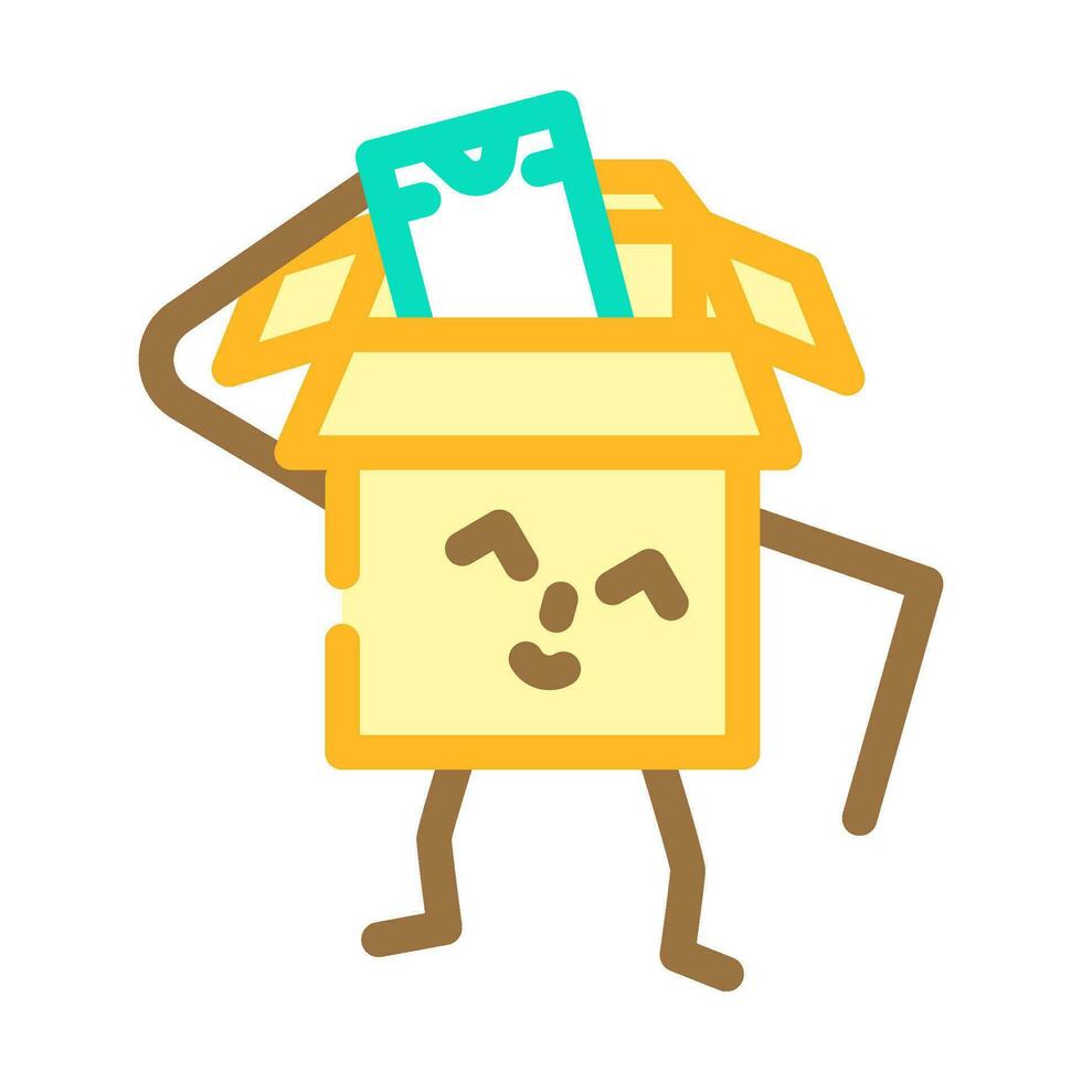 take out cardboard box character color icon vector illustration