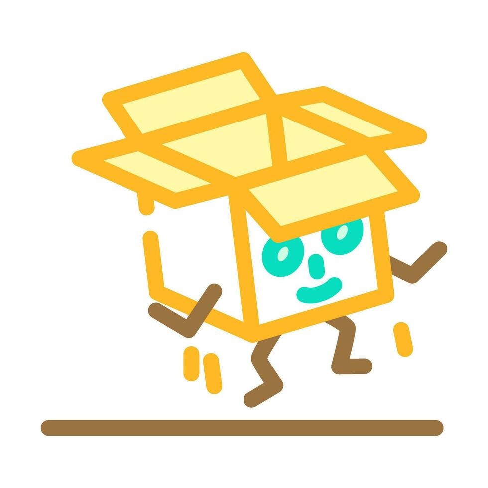 jump cardboard box character color icon vector illustration