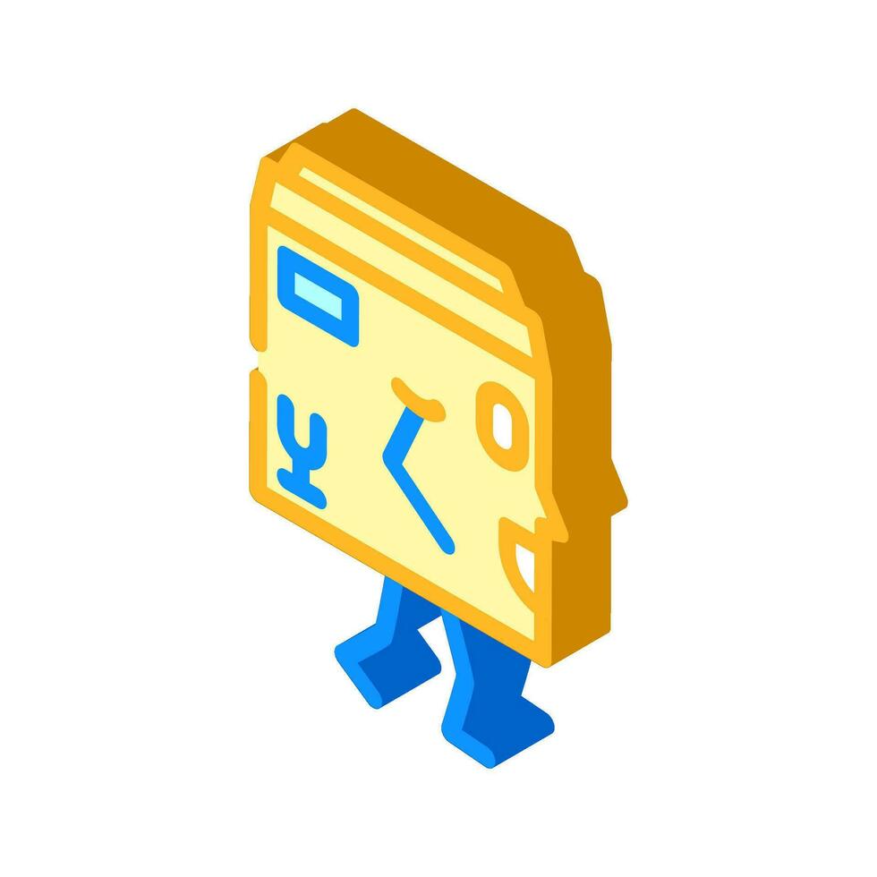 go cardboard box character isometric icon vector illustration