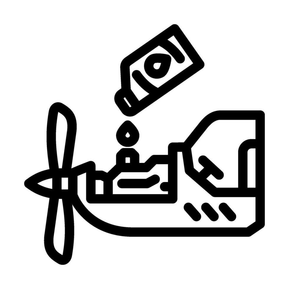 lubricación Servicio aeronave línea icono vector ilustración