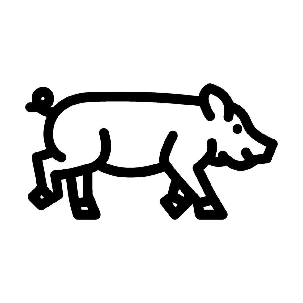 corriendo cerdo granja línea icono vector ilustración