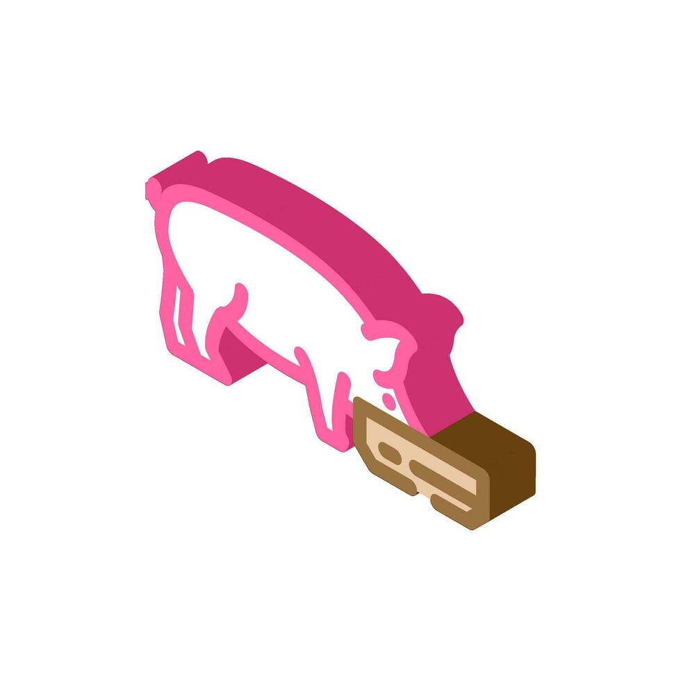 cerdo alimentación granja isométrica icono vector ilustración