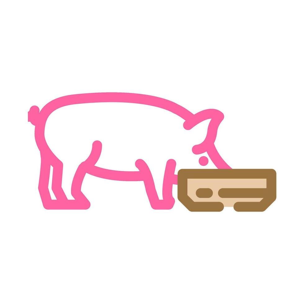 pig feeding farm color icon vector illustration