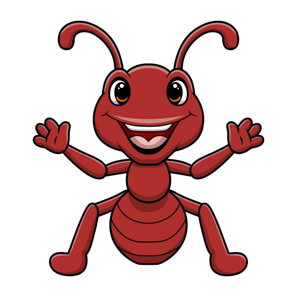 Cute ant cartoon on white background vector