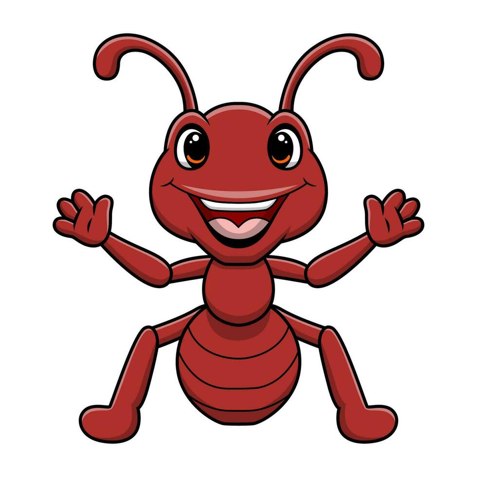 Cute ant cartoon on white background vector