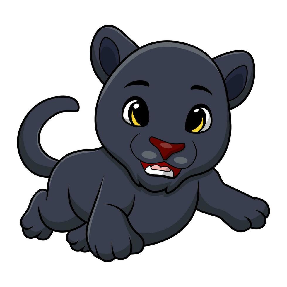 Cute black panther cartoon on white background vector