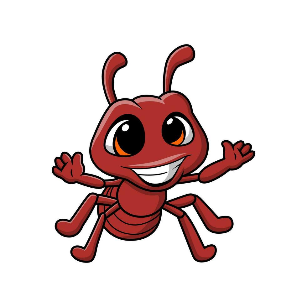 Cute ant cartoon on white background vector