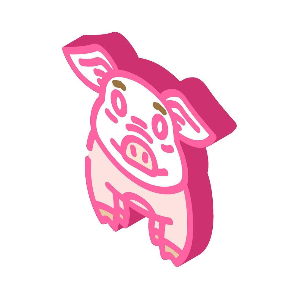 cute piglet pig farm isometric icon vector illustration