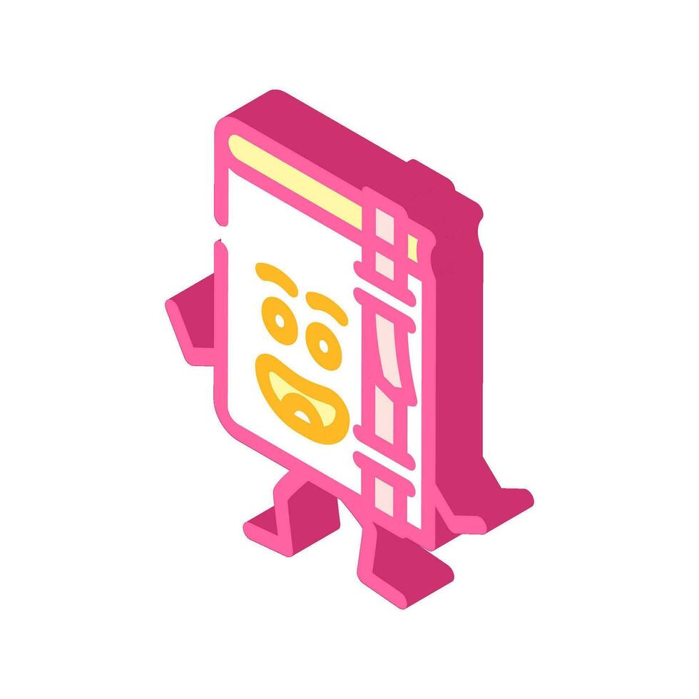 library book character isometric icon vector illustration