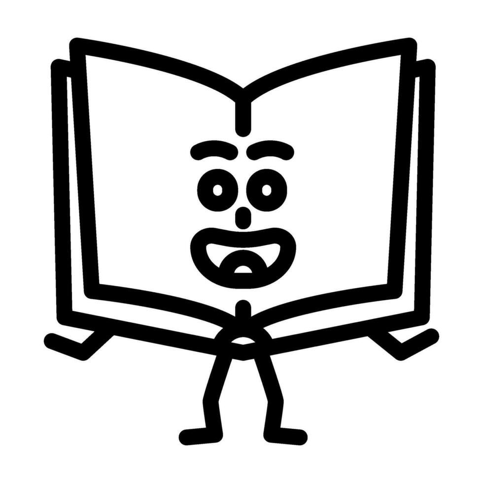 aprender libro personaje línea icono vector ilustración