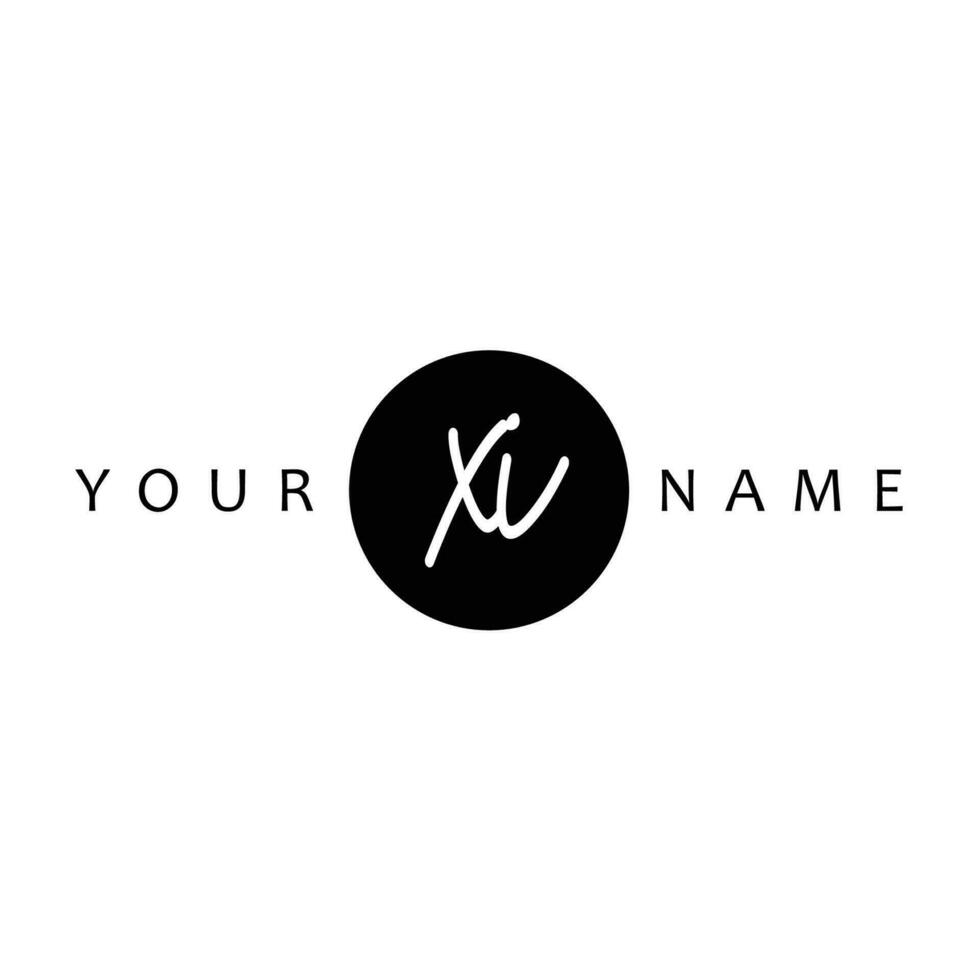 XI Initial Handwriting In Circle Frame Template Design vector