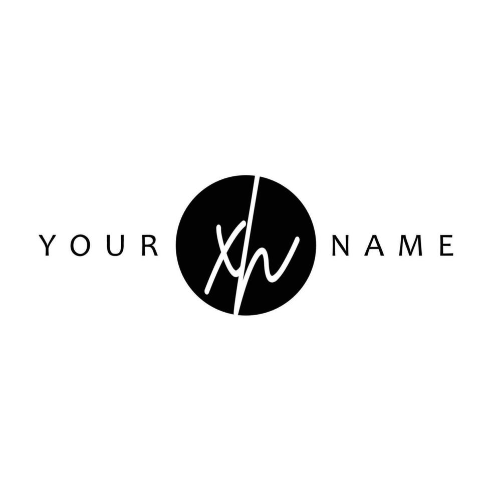 XH Initial Handwriting In Circle Frame Template Design vector