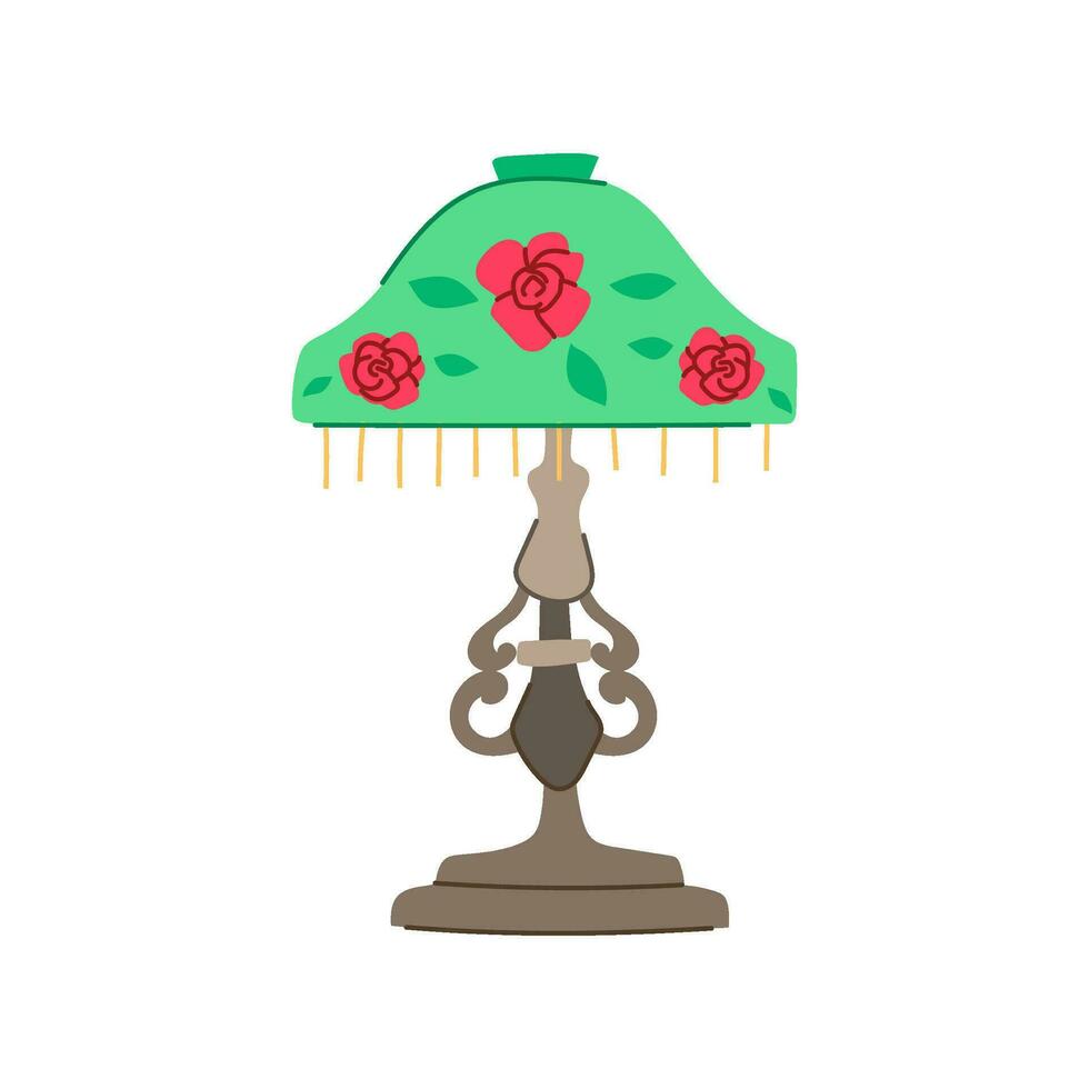 home vintage table lamp cartoon vector illustration