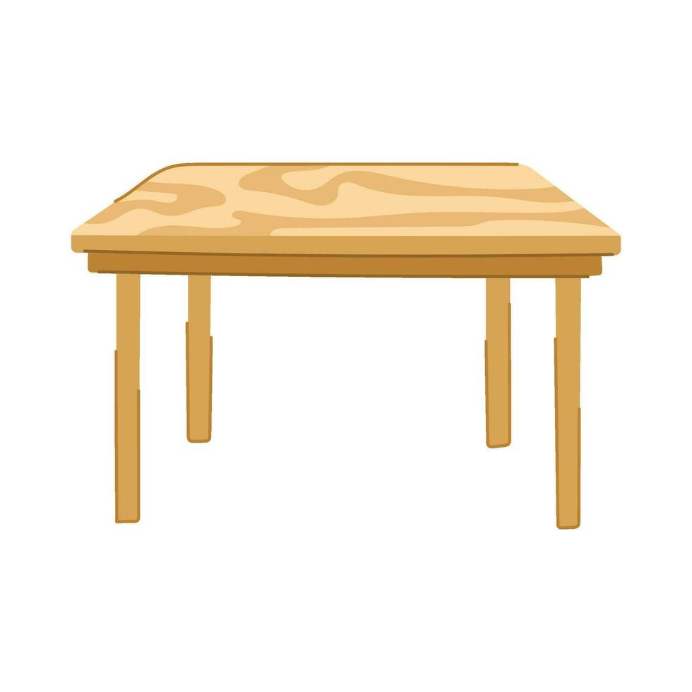 light wood table cartoon vector illustration
